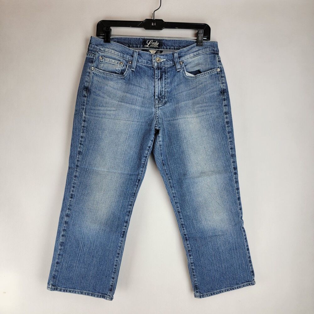 Lucky Brand Womens Size 10/30 Dungarees Crop Faded Mid Rise Blue Jeans